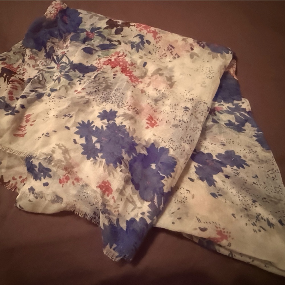 Sheer Floral Patterned Fashion Scarf